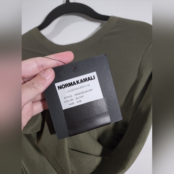 Norma Kamali Diana Shirred Jersey Knee-length Dress Military - Picture 4 of 5